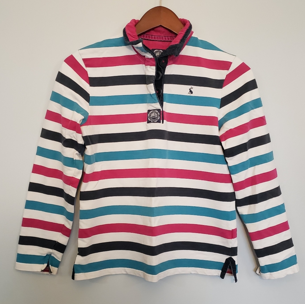 ⭐Joules Blue & Pink Long Sleeve Polo Shirt Size 4